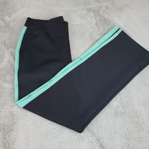 Boston Propper Leggins Womans Sz M Black‎ Straight Leg Jeggings Teal Stripe